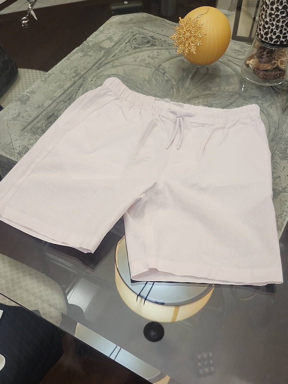 Men's Light Pink Drawstring Casual Shorts